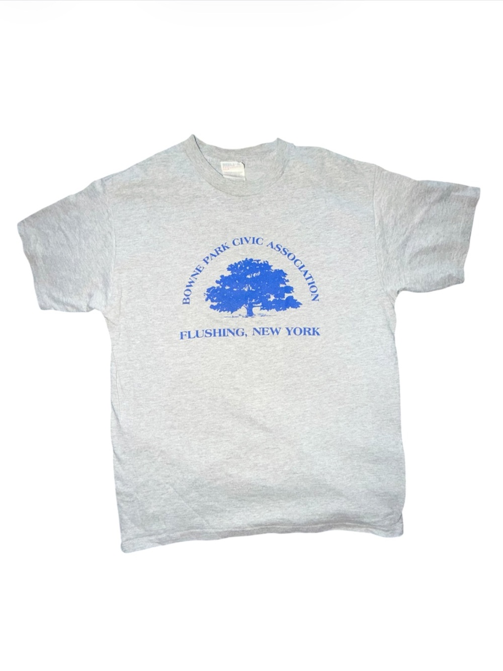 Bowne Park Civic Association Gray Tee with Royal Blue Tree Graphic Size Youth XL